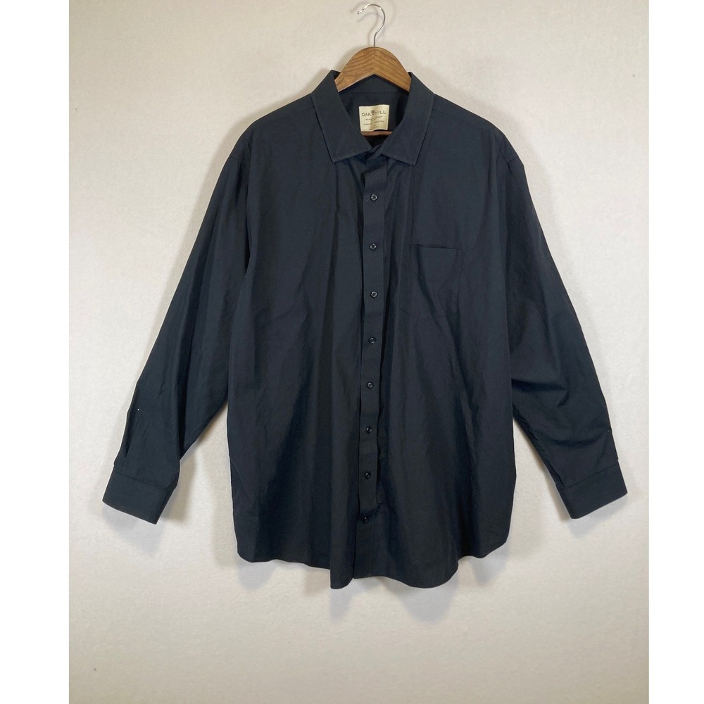 Classic Professional Oak Hill Men 19 37/38 Black Wrinkle Free Cotton Dress Shirt